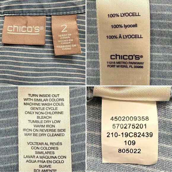 Chico’s 100% Lyocell Blue Striped Button Down Shirt - Picture 11 of 13